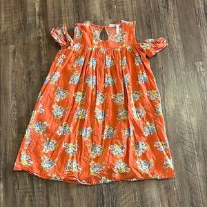 Matilda Jane Orange Floral Cold-Shoulder Dress